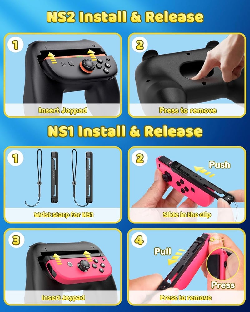 FYOUNG Grips for Nintendo Switch 2, Grip for Joycon 2 with Dual Size, Comfort Ergonomic Grip Case for Kids & Adults Hand, Reduce Hand Fatigue, Family Gaming Switch Accessories (4 Packs) - Image 3